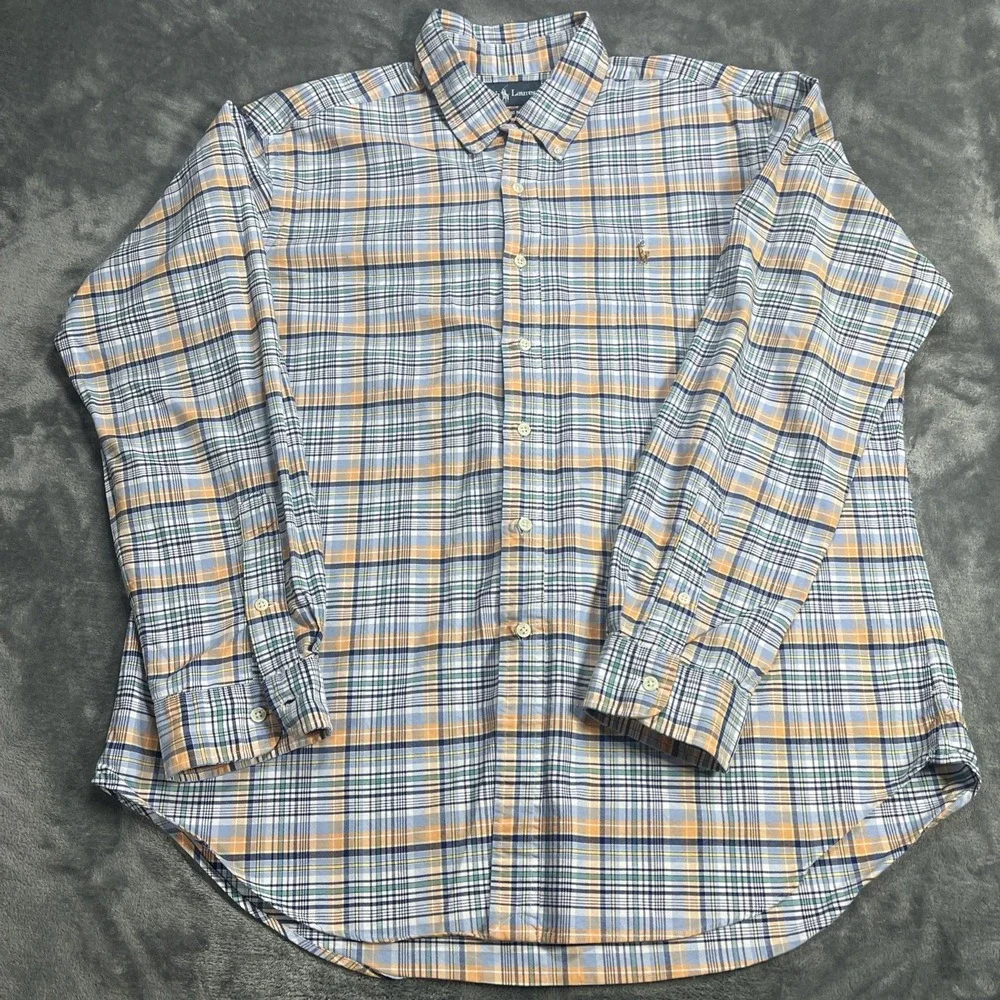 Polo Ralph Lauren Shirt XL Classic Fit Plaid Flesh Pony Oxford Long Sleeve Woven